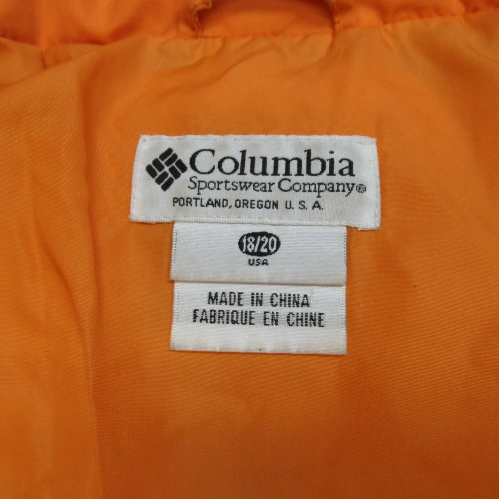 Columbia Down? Jacket Youth 18/20 XL Orange Insulated Quilted Puffer Winter Snow